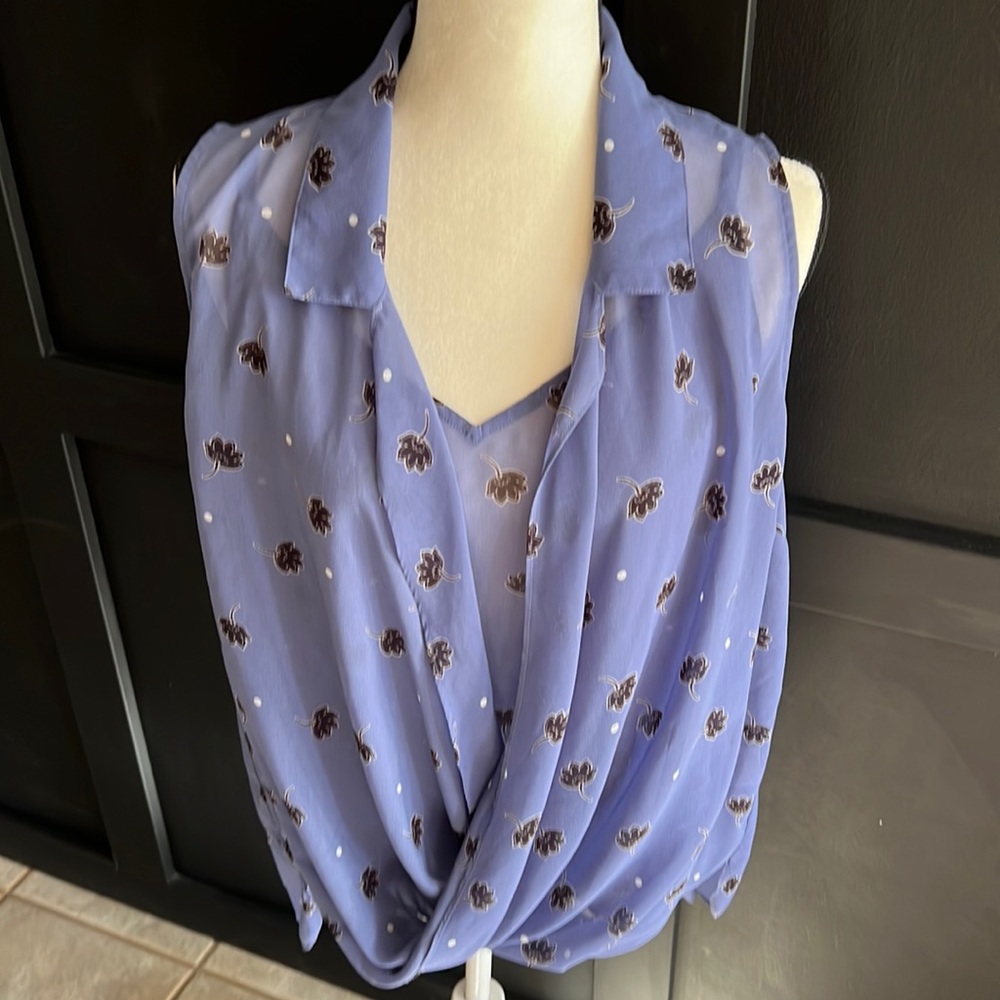 CAbi Lavender Floral Sleeveless Blouse